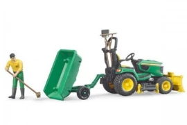 Traktor John Deere sa prednjim čistačem i prikolicom