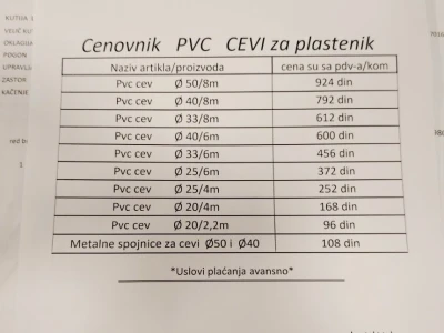 PVC cevi za plastenik