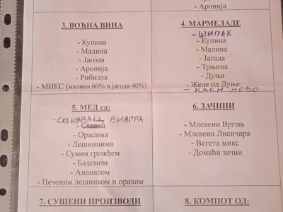 Vina, likeri, sirupi, začini, kompoti, marmelade