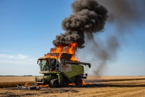 Spasao život iskočivši iz zapaljenog kombajna!